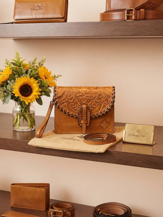 Handbags - Patricia Nash Women’s Tan Leather Embossed Crossbody Bag - Tan